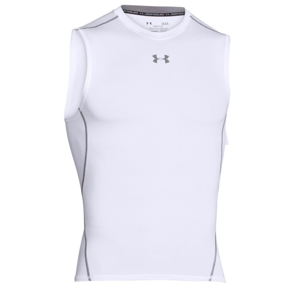 Men's White Under Armour Sleeveless Compression Shirt